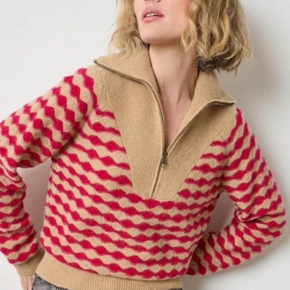NWT LillaP Mixed Stitch Half Zip sweater